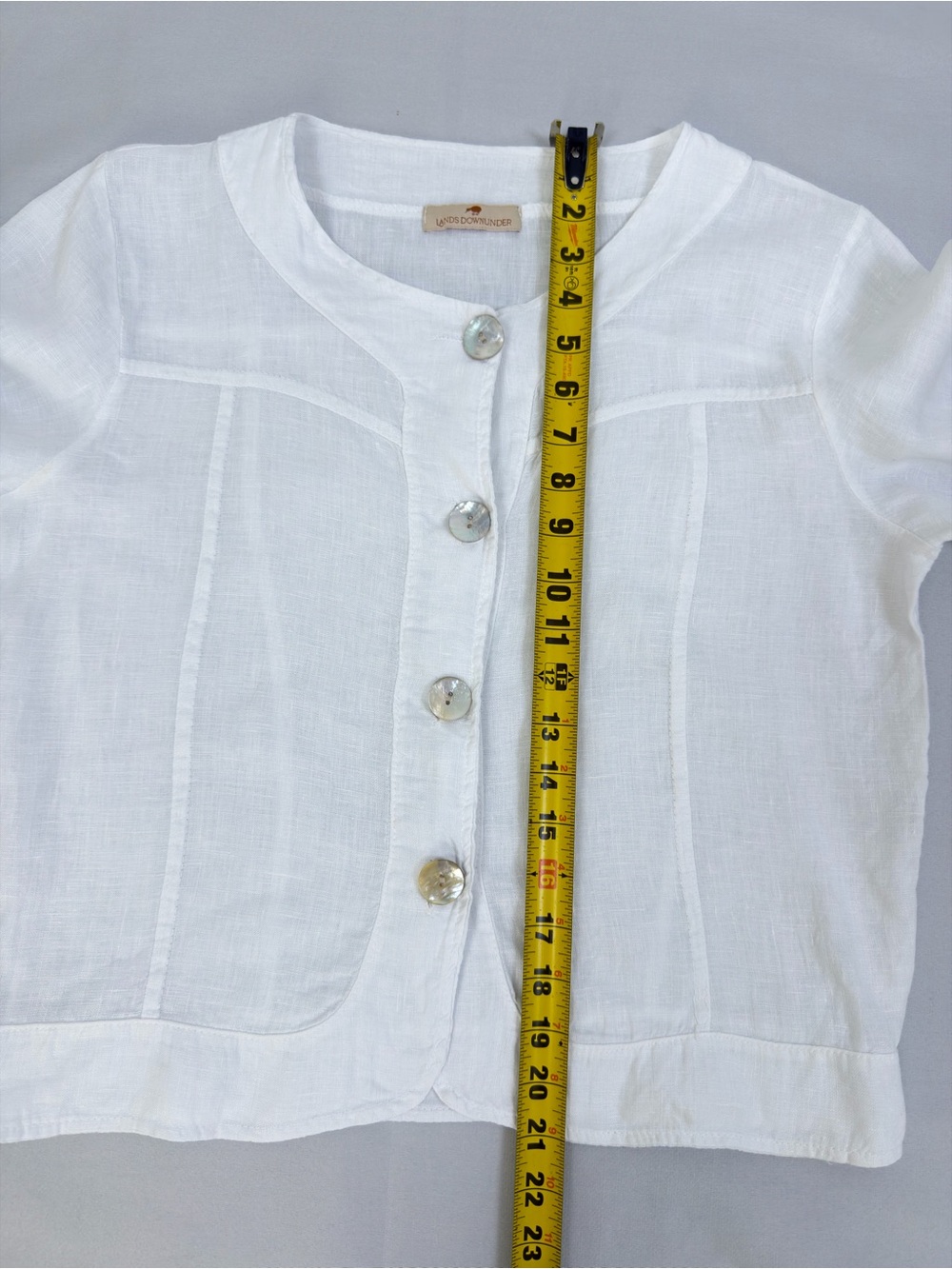 Lands Downunder White Linen Jacket Button Front Italy Women’s S - Picture 6 of 7